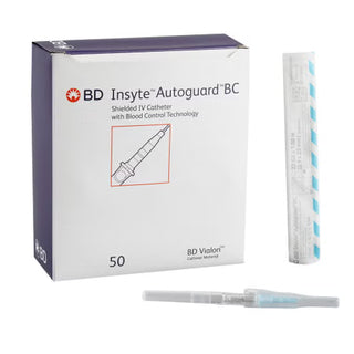BD Insyte Autoguard BC 22G x 1 inch IV Catheter, box of 50