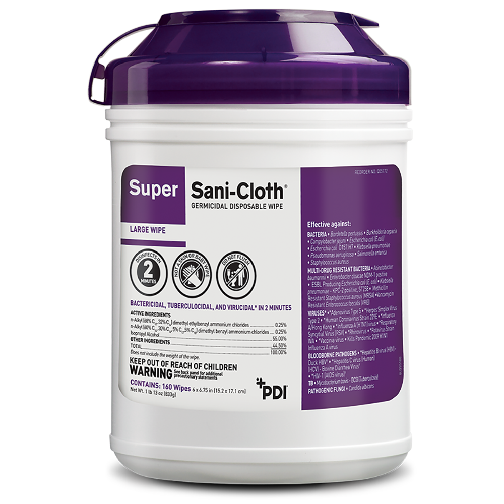 Sani-Cloth Super Germicidal Disposable Cloth, Lg Canister - 160ct