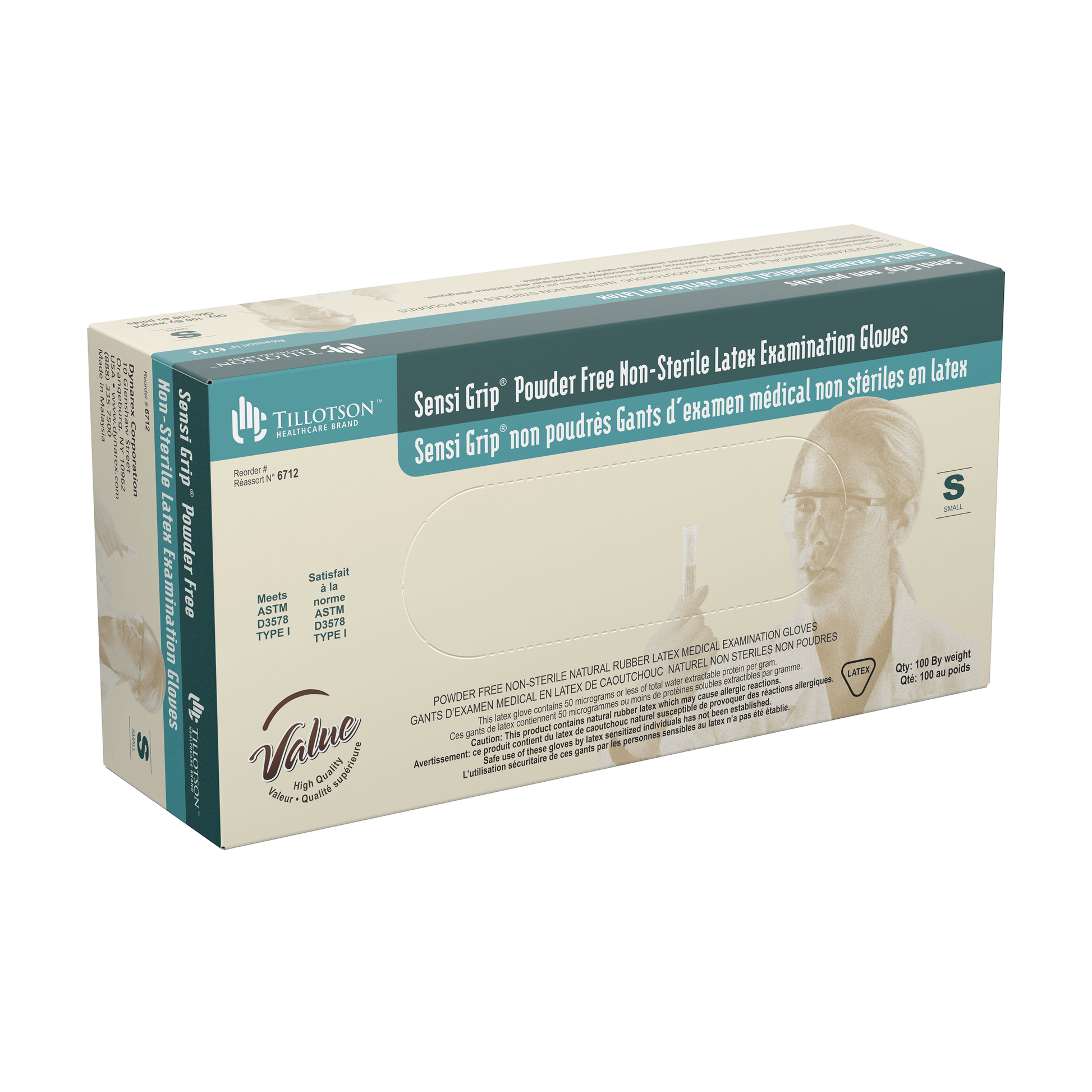 Sensi Grip Latex Exam Gloves, Powder-Free